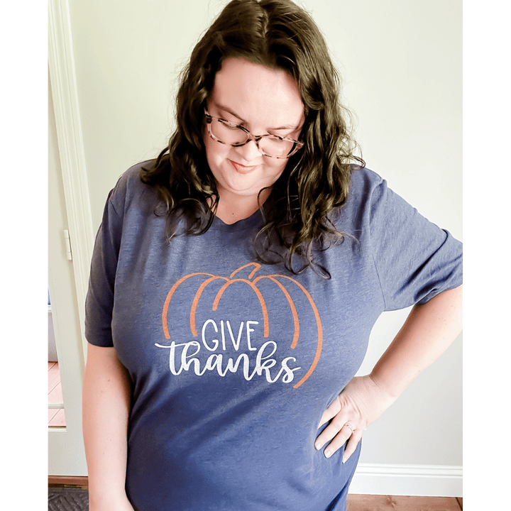 ellyandgrace 3001C Pumpkin Give Thanks Multicolor Unisex Shirt