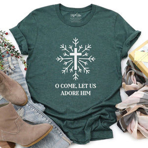 Snowflake O Come Let Us Adore Him Unisex Shirt