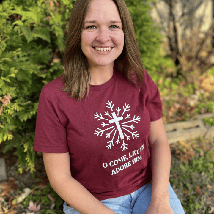 ellyandgrace 3001C Snowflake O Come Let Us Adore Him Unisex Shirt