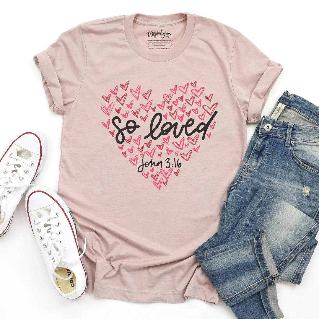 ellyandgrace 3001C So Loved Heart Multicolor NEW Unisex Shirt
