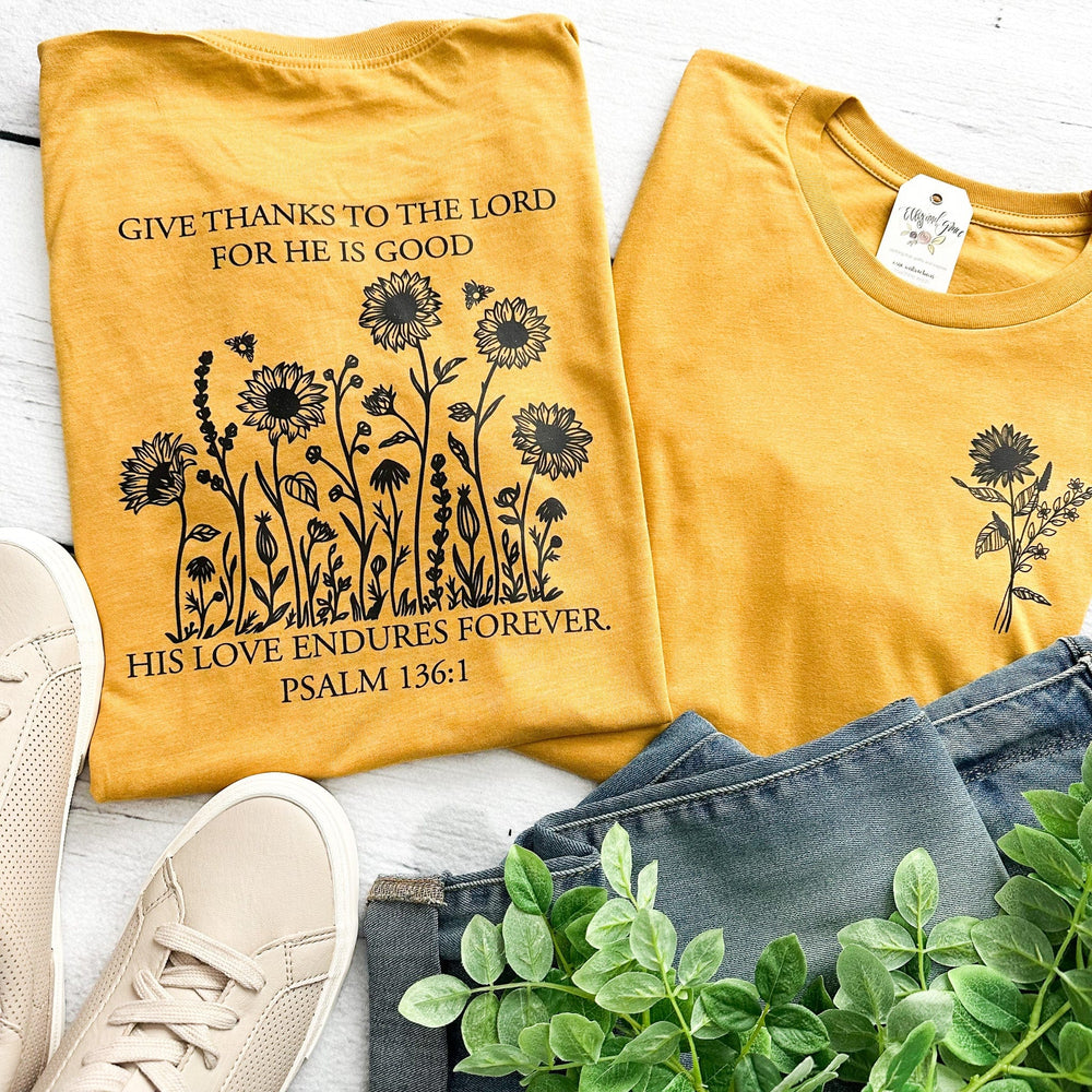 ellyandgrace 3001C Sunflower Give Thanks Unisex Shirt