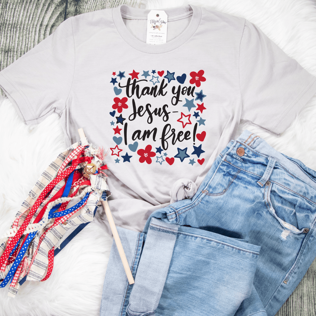 ellyandgrace 3001C Thank You Jesus I Am Free Multicolor Unisex Shirt