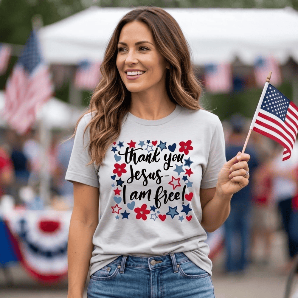 ellyandgrace 3001C Thank You Jesus I Am Free Multicolor Unisex Shirt