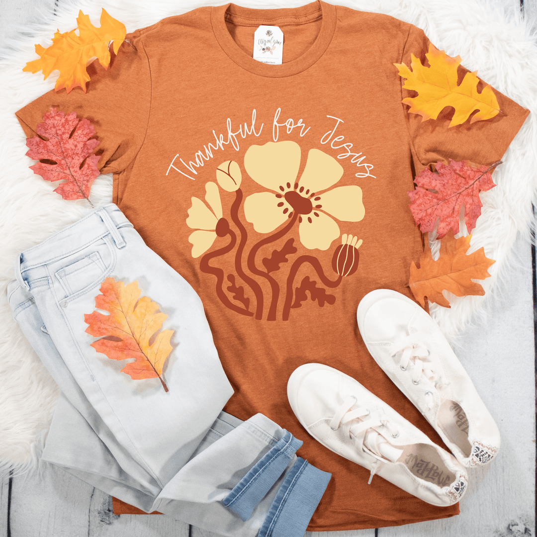 ellyandgrace 3001C Thankful For Jesus Multicolor Unisex Shirt