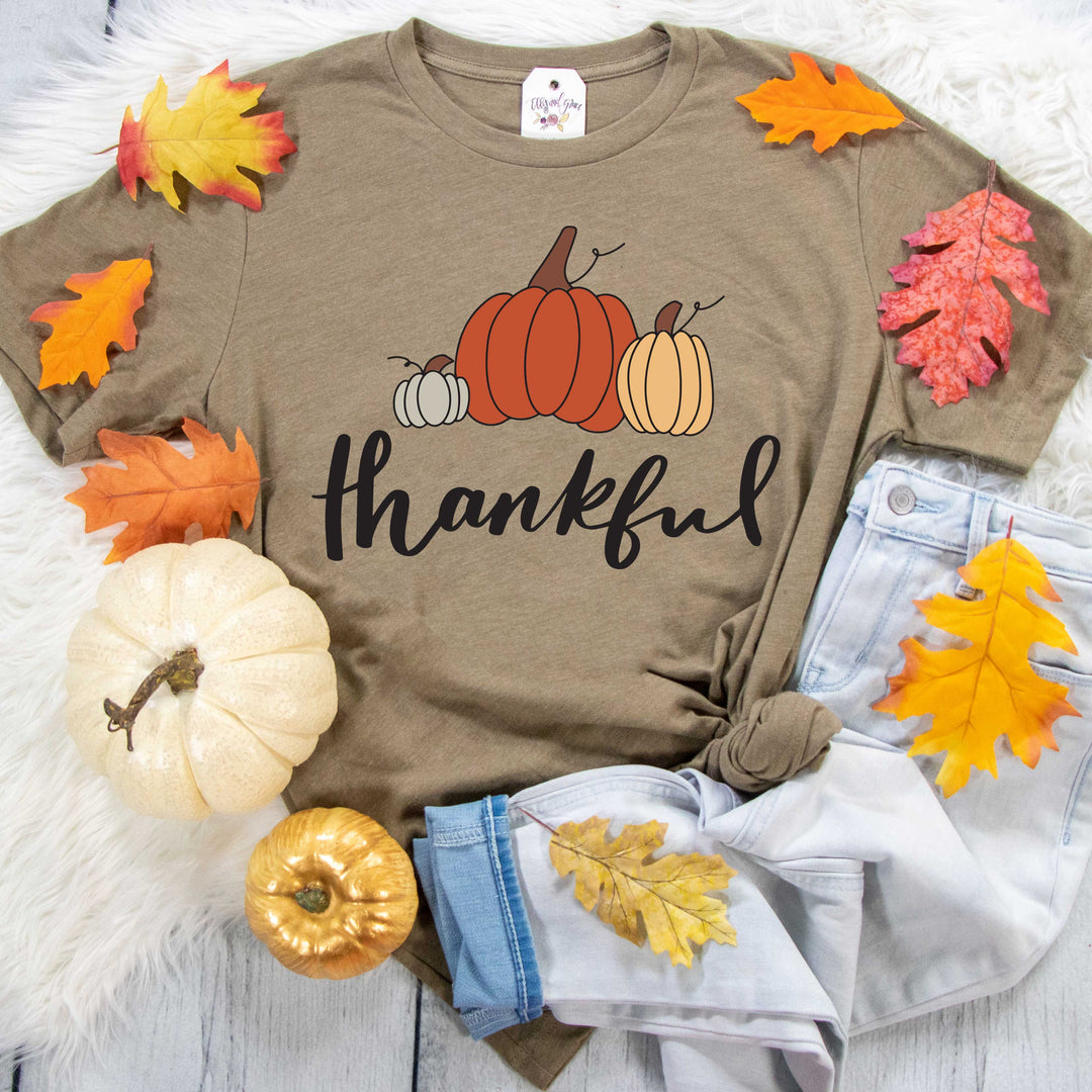 ellyandgrace 3001C Thankful Pumpkins Multicolor Unisex Shirt