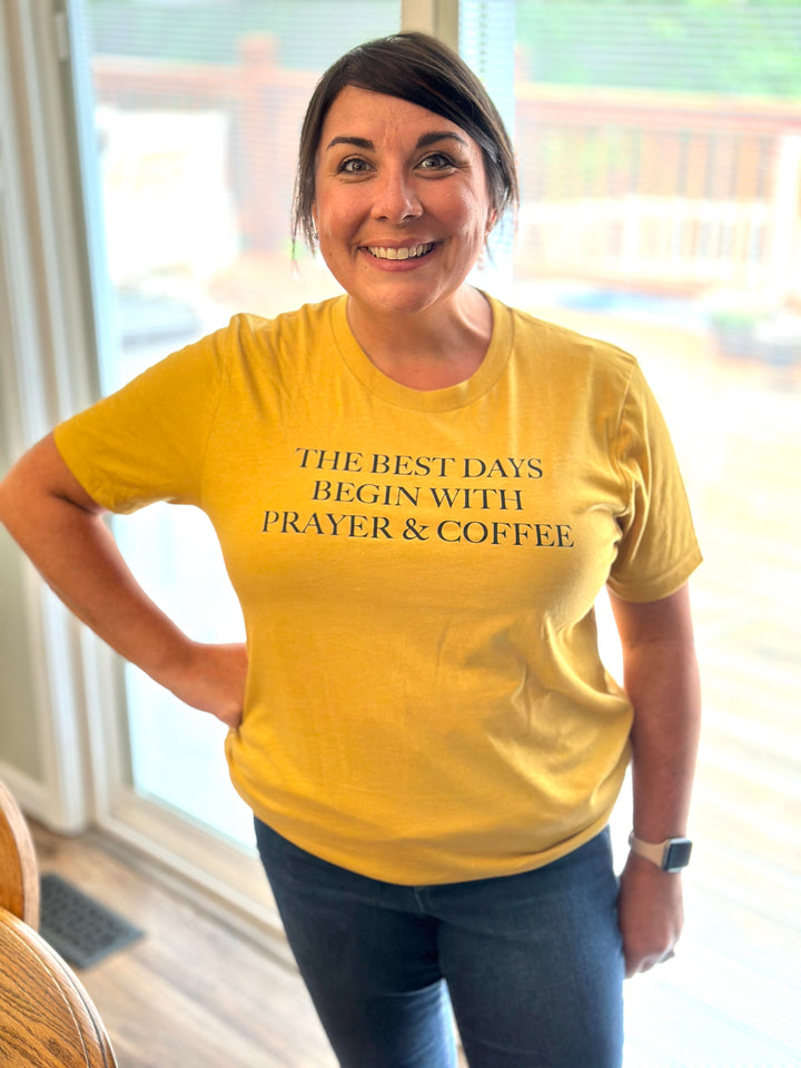 ellyandgrace 3001C The Best Days Begin With Prayer And Coffee Unisex Shirt