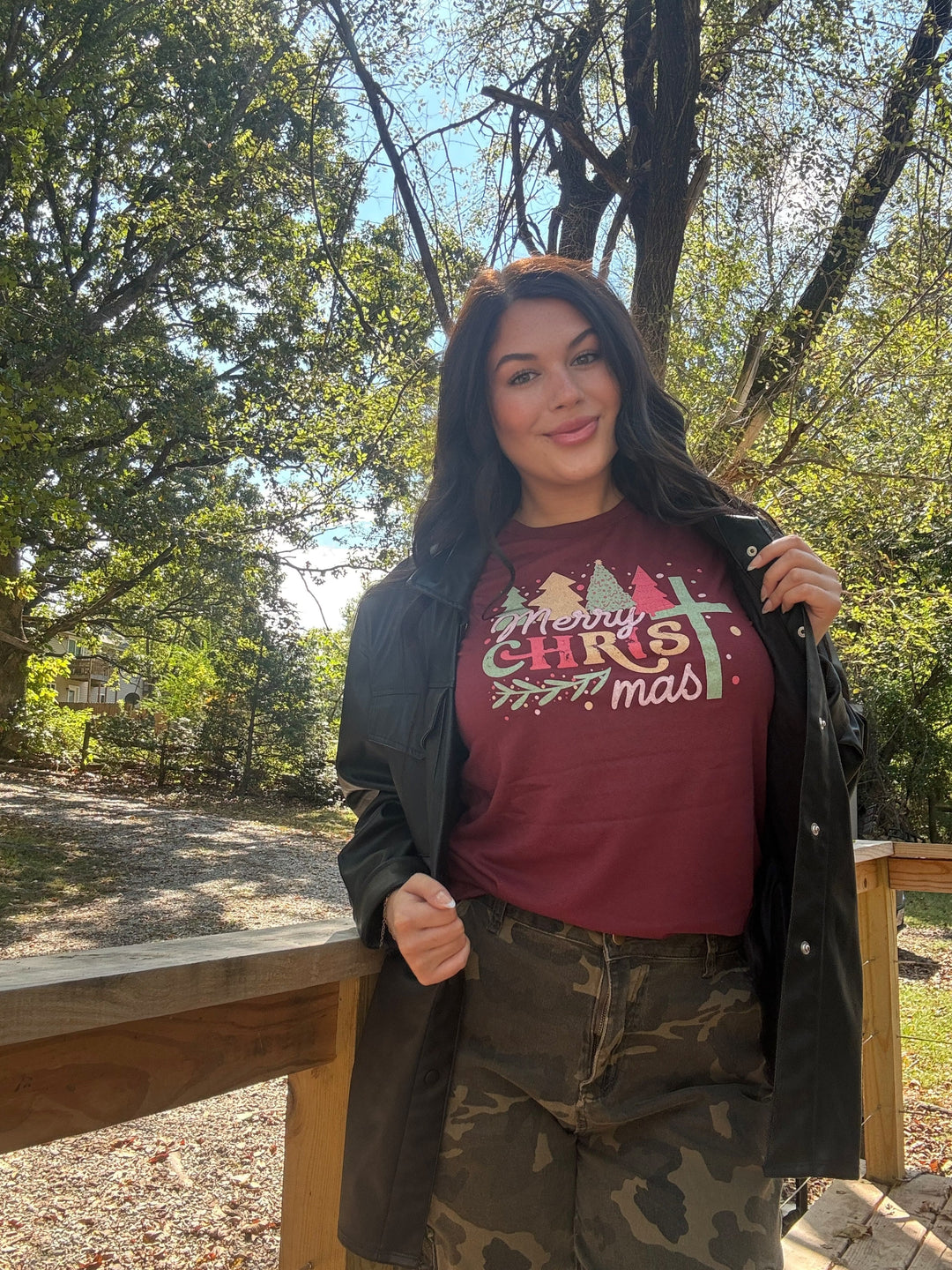 ellyandgrace 3001C Trees Merry Christmas Multicolor Unisex Shirt