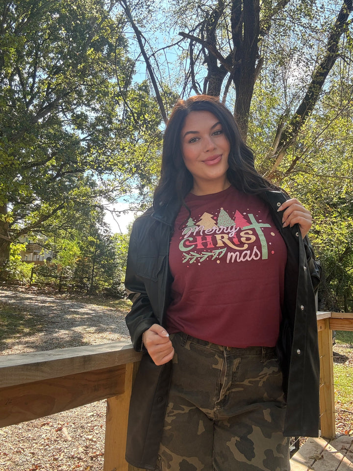 ellyandgrace 3001C Trees Merry Christmas Multicolor Unisex Shirt