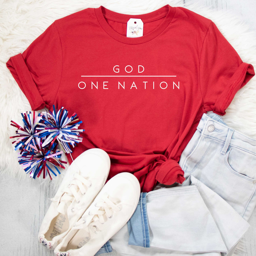 ellyandgrace 3001C Unisex XS / Canvas Red One Nation Under God Unisex Shirt
