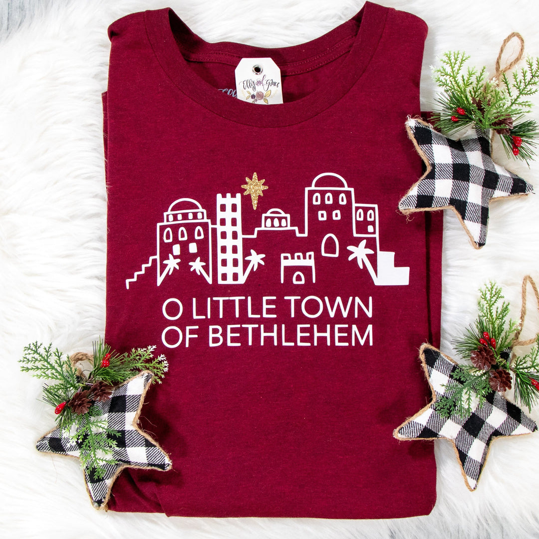 ellyandgrace 3001C Unisex XS / Heather Cardinal O Little Town of Bethlehem Unisex Shirt