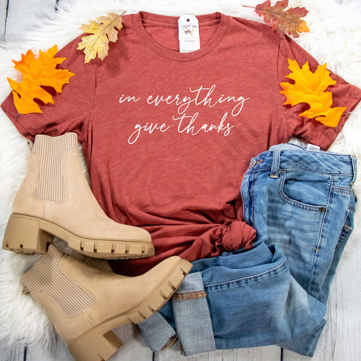 ellyandgrace 3001C Unisex XS / Heather Clay In Everything Give Thanks Unisex Shirt