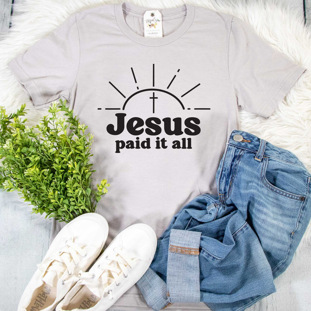 ellyandgrace 3001C Unisex XS / Heather Cool Grey Jesus Paid it All Unisex Shirt