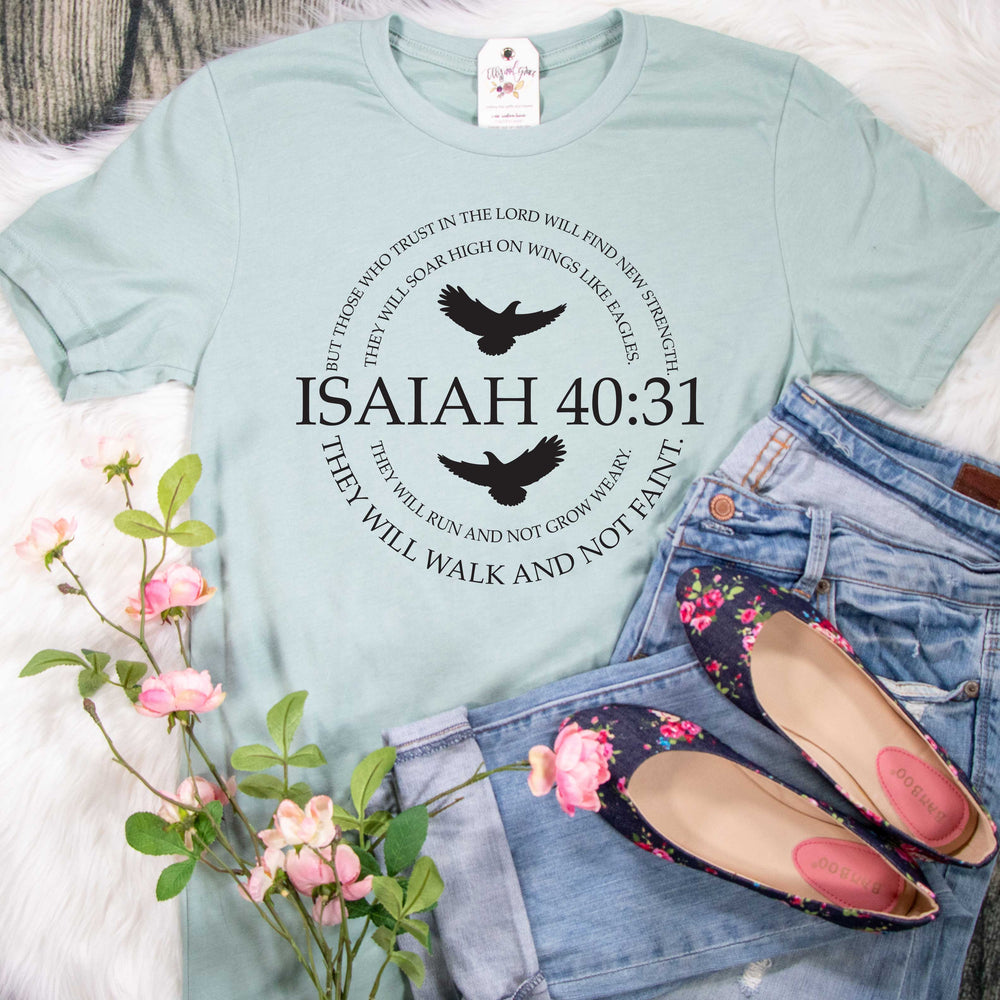 ellyandgrace 3001C Unisex XS / Heather Dusty Blue Isaiah 40:31 Unisex Shirt