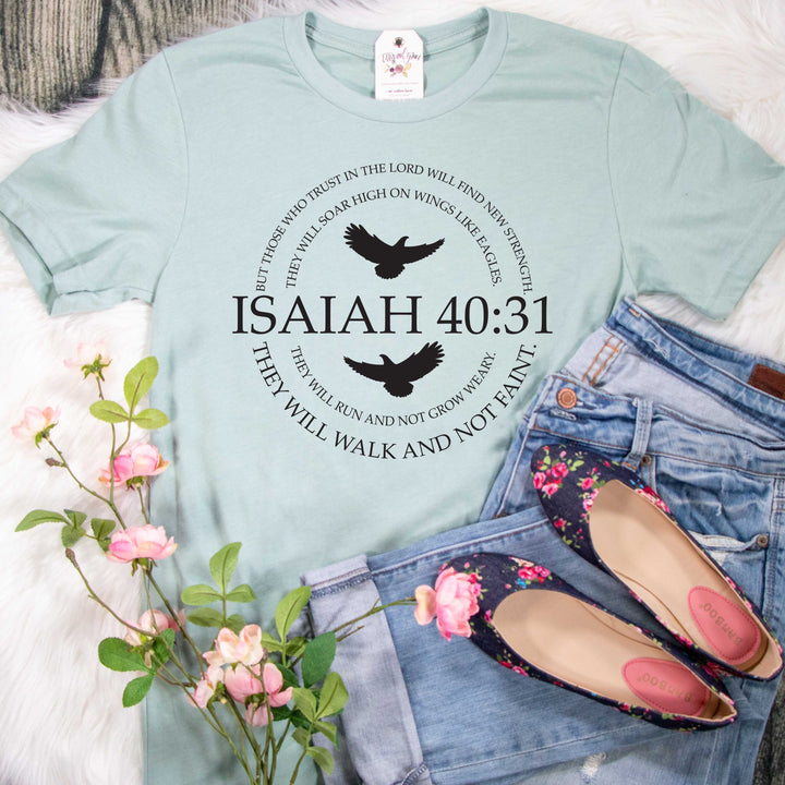 ellyandgrace 3001C Unisex XS / Heather Dusty Blue Isaiah 40:31 Unisex Shirt