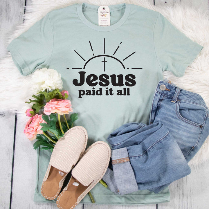 ellyandgrace 3001C Unisex XS / Heather Dusty Blue Jesus Paid it All Unisex Shirt