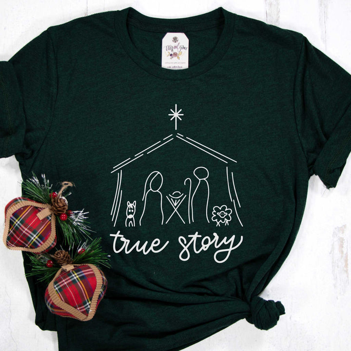 ellyandgrace 3001C Unisex XS / Heather Emerald True Story Christmas Unisex Shirt