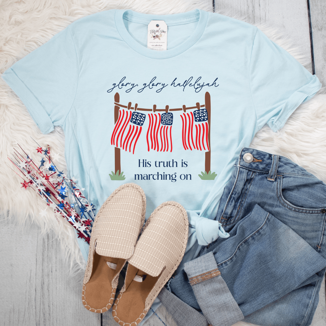 ellyandgrace 3001C Unisex XS / Heather Ice Blue Glory Glory Hallelujah Multicolor Unisex Shirt