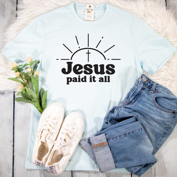 ellyandgrace 3001C Unisex XS / Heather Ice Blue Jesus Paid it All Unisex Shirt