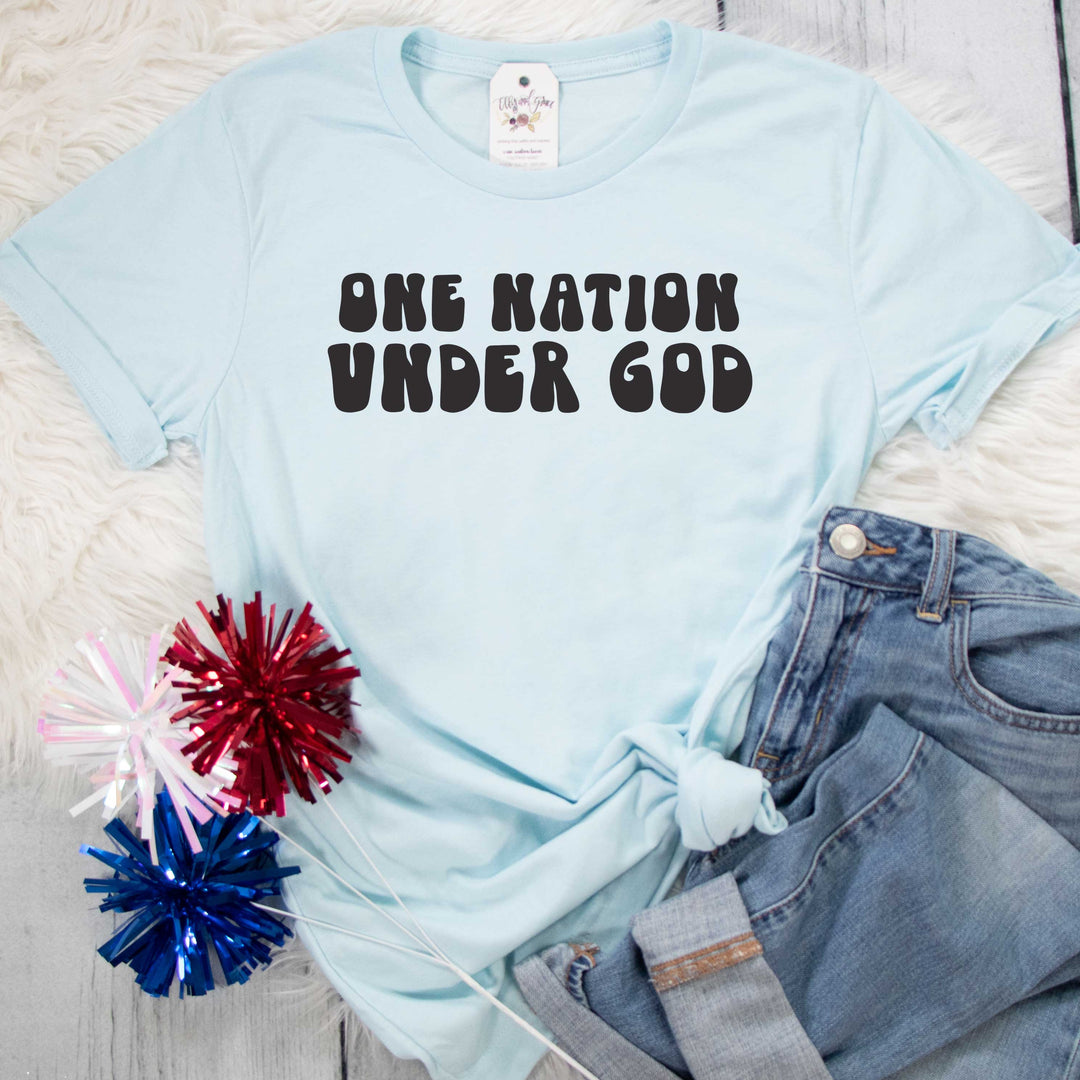 ellyandgrace 3001C Unisex XS / Heather Ice Blue One Nation Under God Retro Unisex Shirt