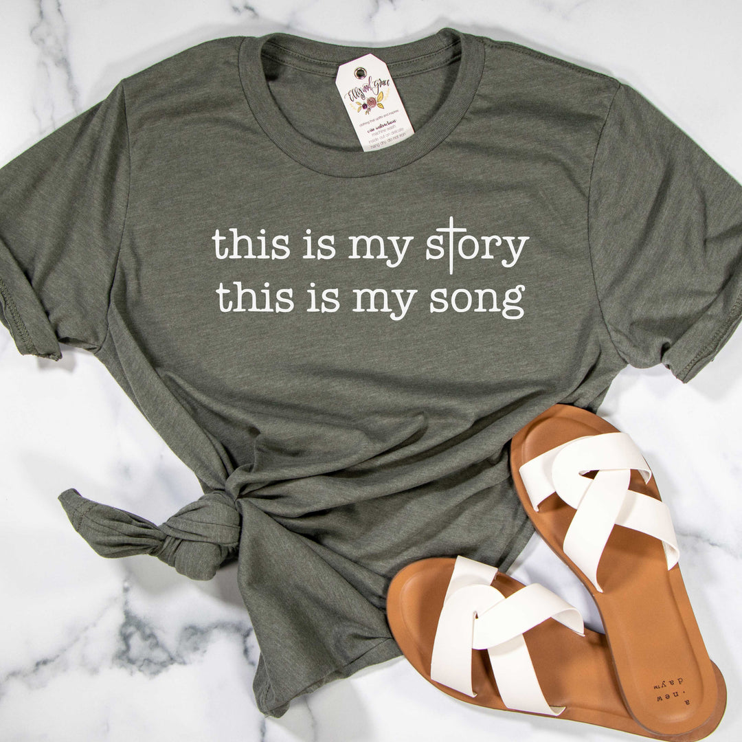 ellyandgrace 3001C Unisex XS / Heather Military Green This is My Story, This is My Song Unisex Shirt
