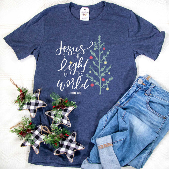 ellyandgrace 3001C Unisex XS / Heather Navy Jesus is the Light Multicolor Unisex Shirt