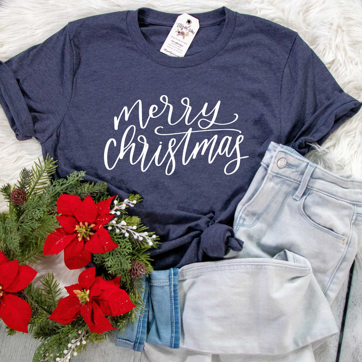 ellyandgrace 3001C Unisex XS / Heather Navy Merry Christmas Unisex Shirt