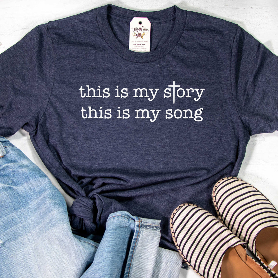 ellyandgrace 3001C Unisex XS / Heather Navy This is My Story, This is My Song Unisex Shirt