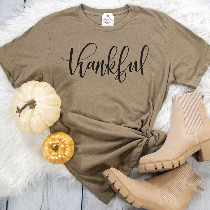 ellyandgrace 3001C Unisex XS / Heather Olive Thankful Unisex Shirt