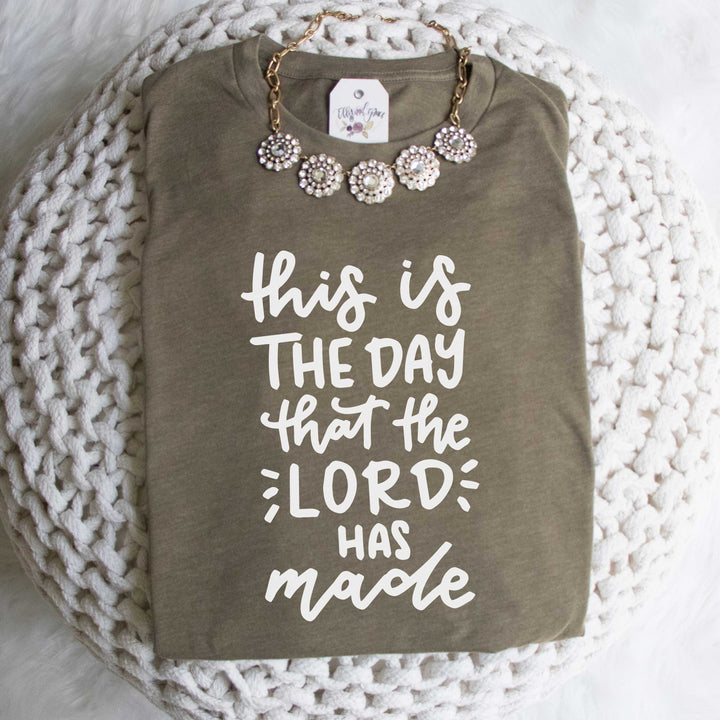 ellyandgrace 3001C Unisex XS / Heather Olive This is the Day that The Lord has Made Unisex Shirt