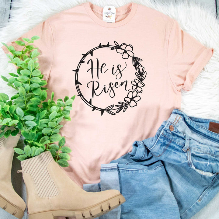 ellyandgrace 3001C Unisex XS / Heather Peach He is Risen Crown Unisex Shirt