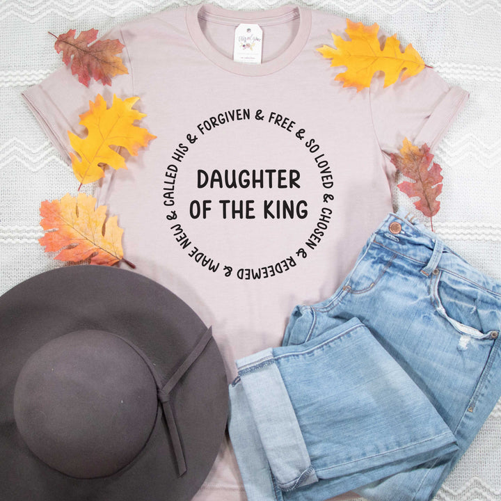 ellyandgrace 3001C Unisex XS / Heather Pink Gravel Daughter of The King Fall Unisex Shirt