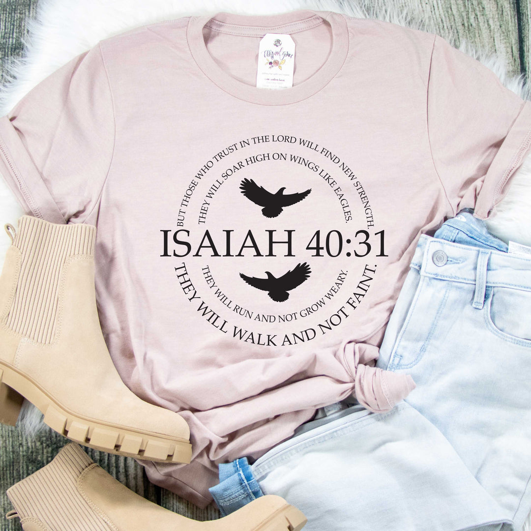 ellyandgrace 3001C Unisex XS / Heather Pink Gravel Isaiah 40:31 Unisex Shirt