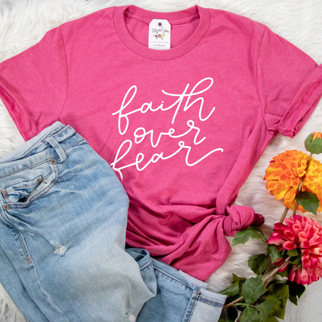 ellyandgrace 3001C Unisex XS / Heather Raspberry Faith Over Fear Unisex Shirt