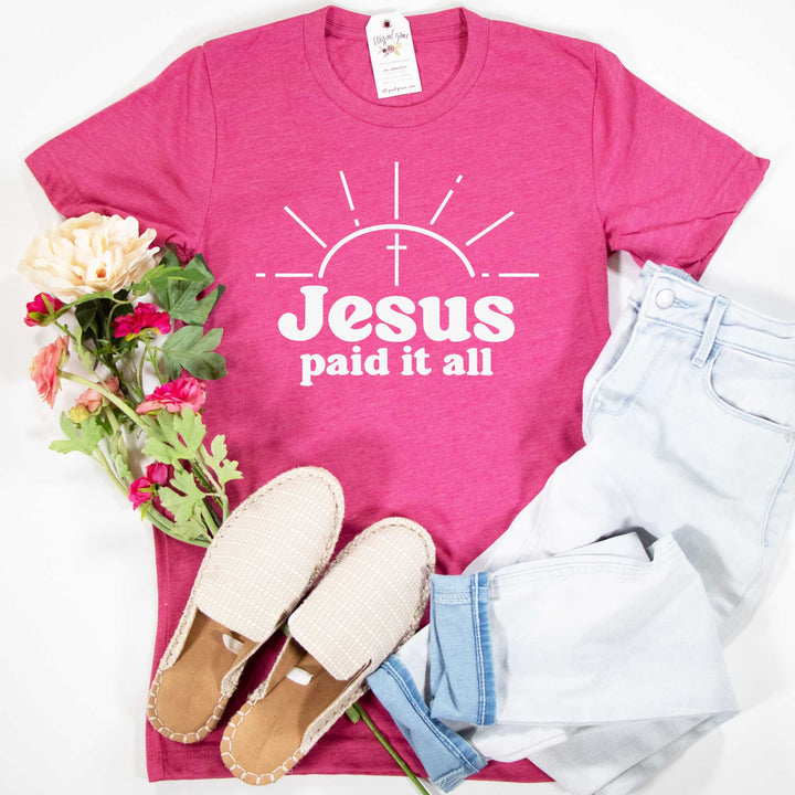 ellyandgrace 3001C Unisex XS / Heather Raspberry Jesus Paid it All Unisex Shirt