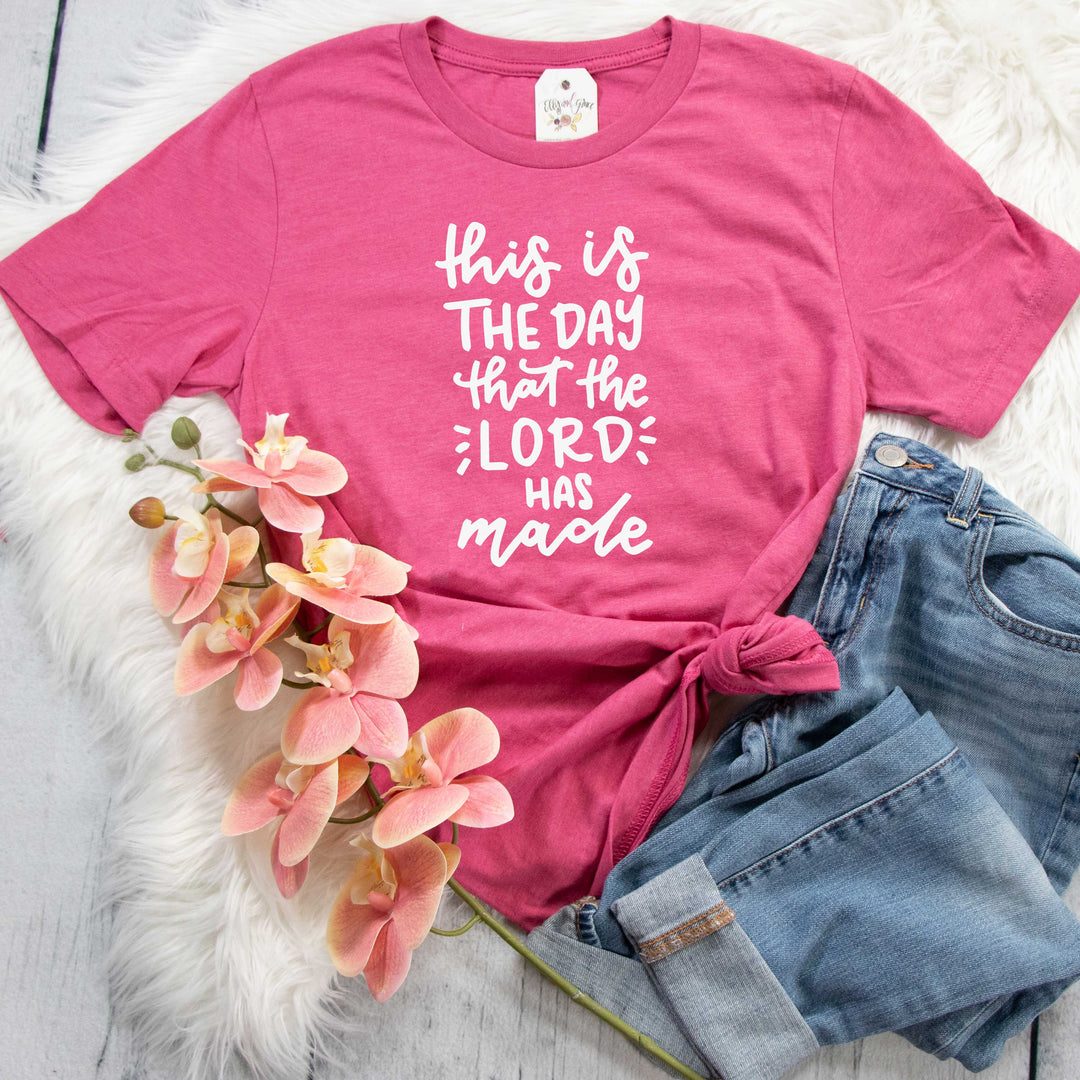 ellyandgrace 3001C Unisex XS / Heather Raspberry This is the Day that The Lord has Made Unisex Shirt