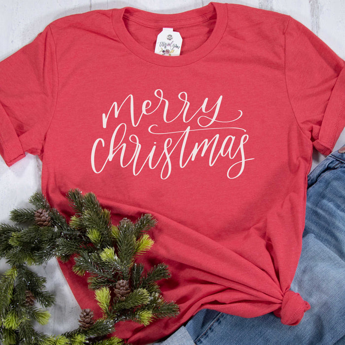 ellyandgrace 3001C Unisex XS / Heather Red Merry Christmas Unisex Shirt