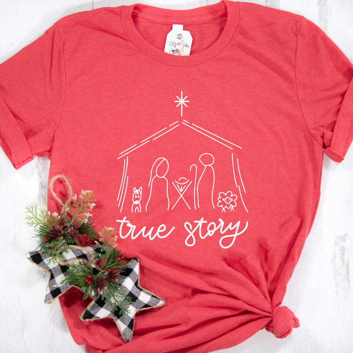 ellyandgrace 3001C Unisex XS / Heather Red True Story Christmas Unisex Shirt