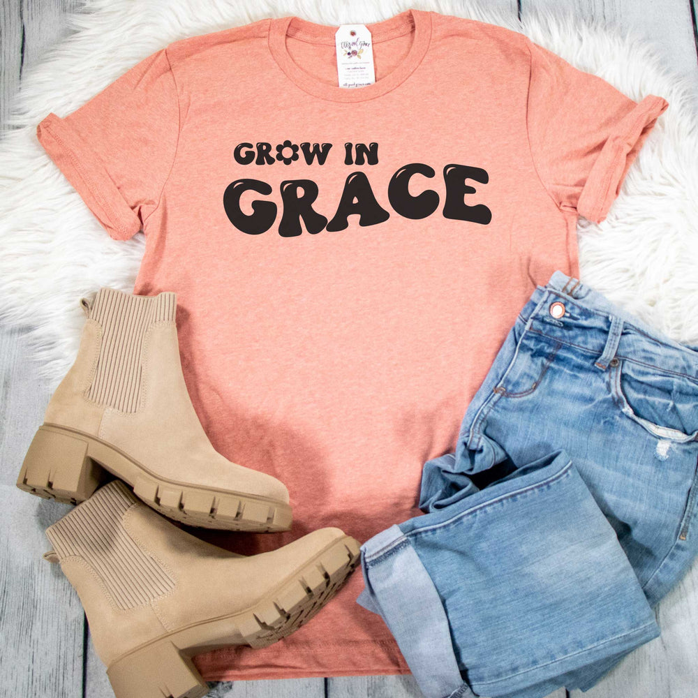 ellyandgrace 3001C Unisex XS / Heather Sunset Grow in Grace Unisex Shirt