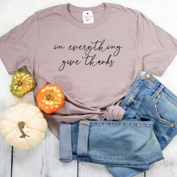 ellyandgrace 3001C Unisex XS / Pebble In Everything Give Thanks Unisex Shirt