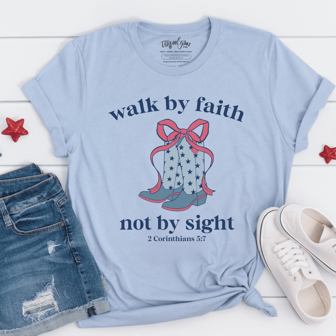 ellyandgrace 3001C Walk By Faith Multicolor Unisex Shirt