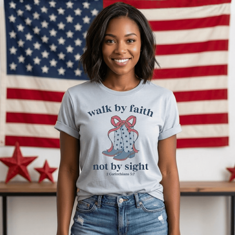 ellyandgrace 3001C Walk By Faith Multicolor Unisex Shirt