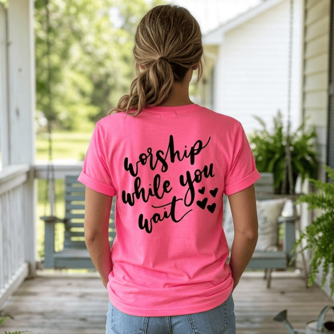 ellyandgrace 3001C Worship While You Wait Unisex Neon Shirt
