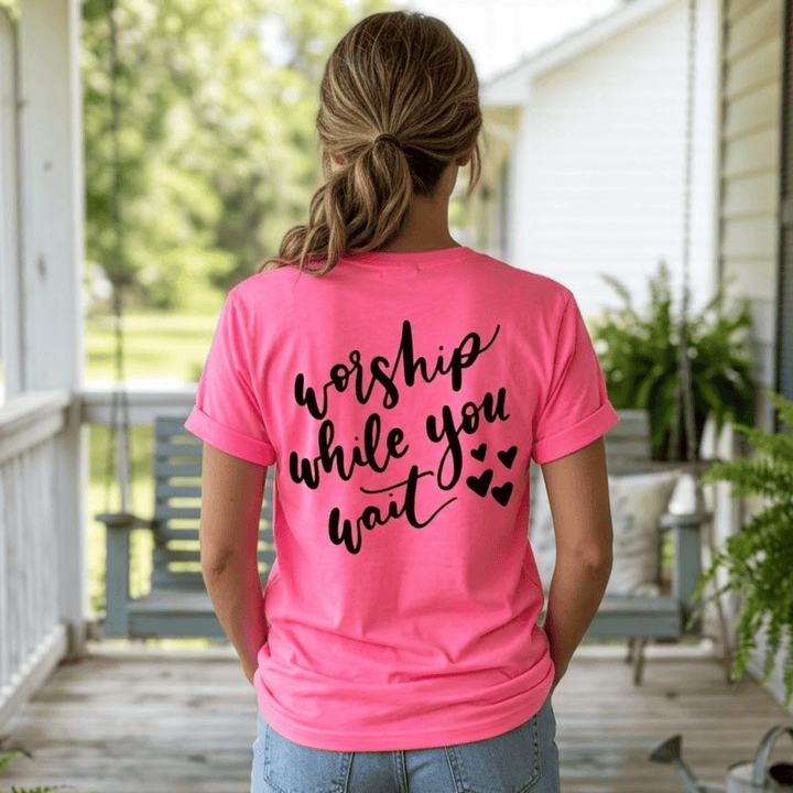 ellyandgrace 3001C Worship While You Wait Unisex Neon Shirt