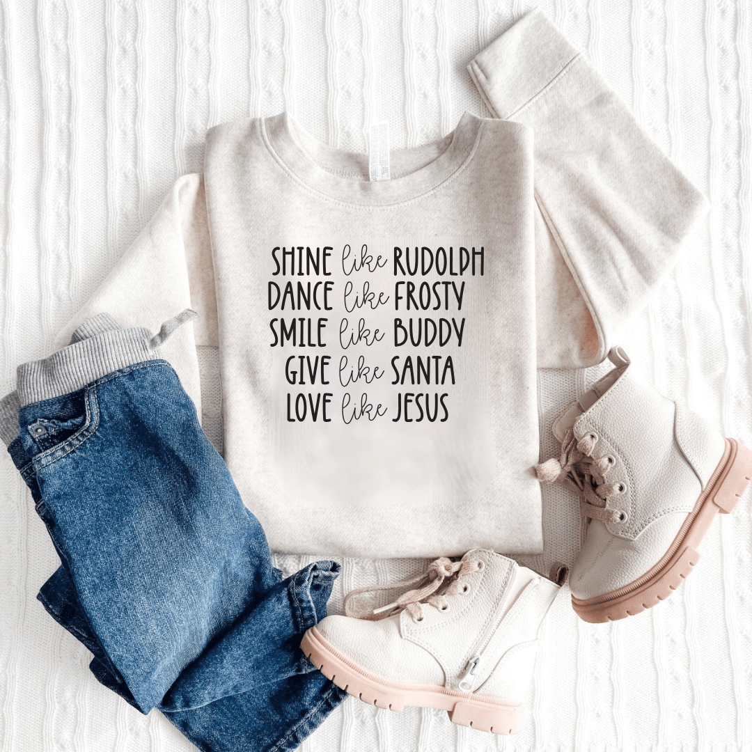 ellyandgrace 3317 Shine Like Rudolph Toddler Fleece Crewneck Sweatshirt