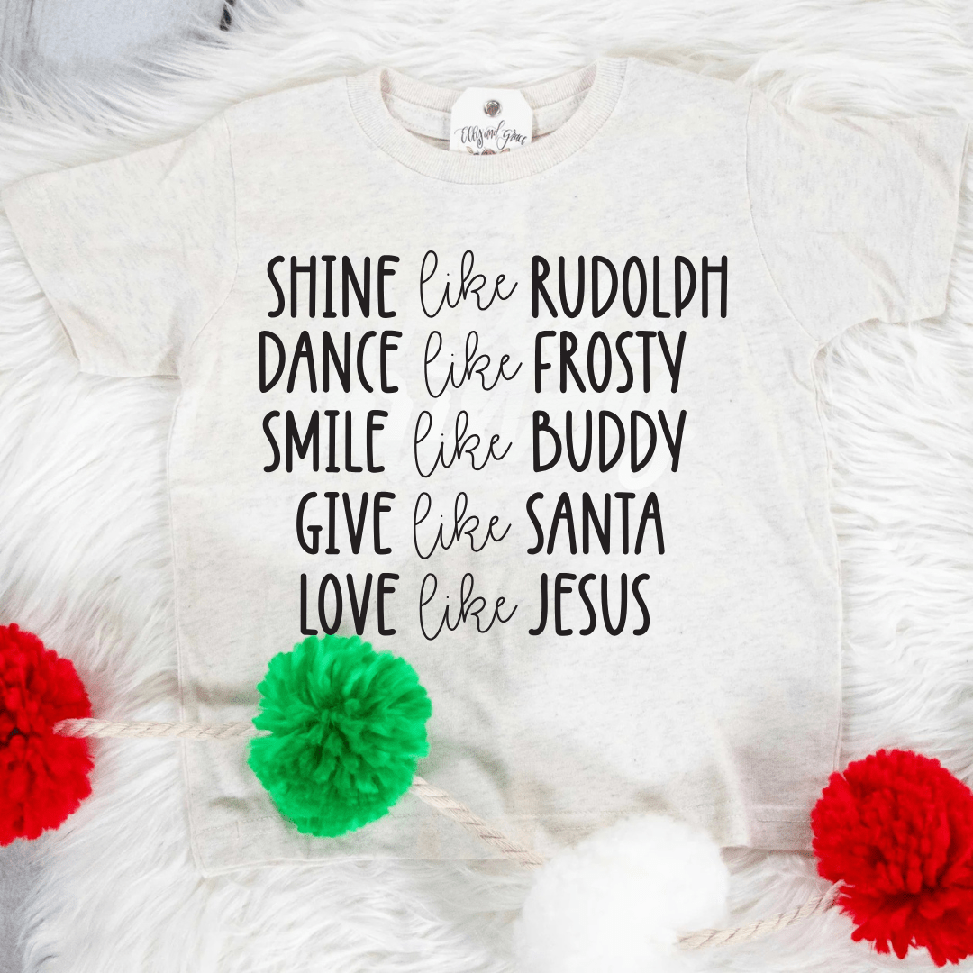 ellyandgrace 3321 Shine Like Rudolph Unisex Toddler Shirt