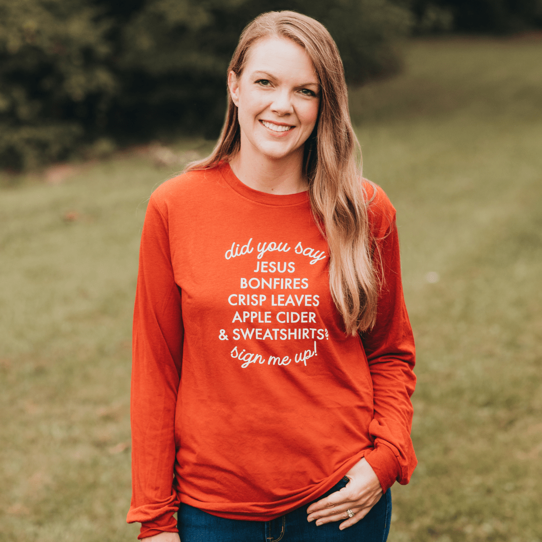 ellyandgrace 3501 Did You Say? Fall Crew Longsleeve