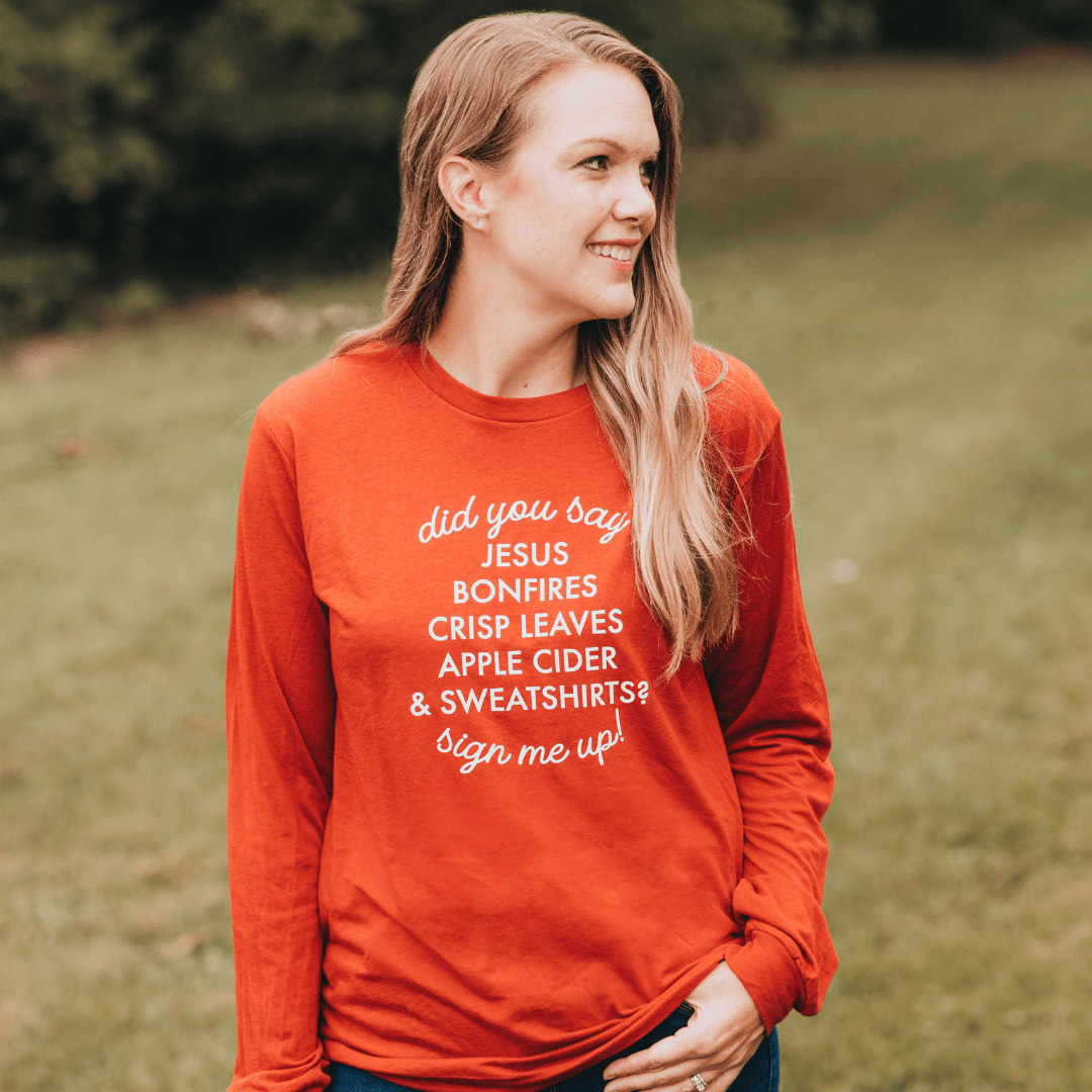 ellyandgrace 3501 Did You Say? Fall Crew Longsleeve