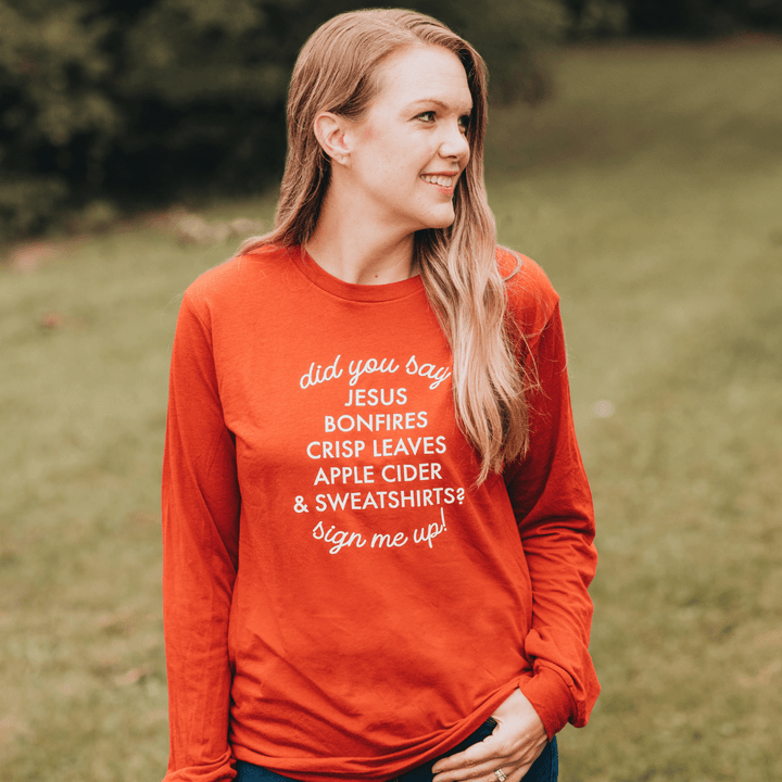 ellyandgrace 3501 Did You Say? Fall Crew Longsleeve