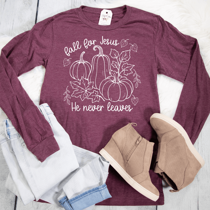 ellyandgrace 3501 Fall For Jesus Crew Longsleeve Shirt