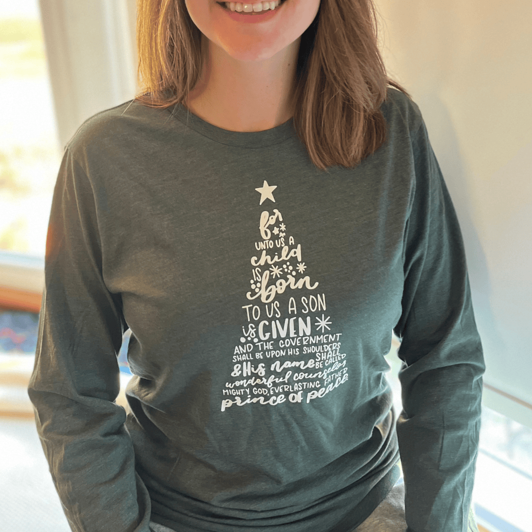 ellyandgrace 3501 For Unto Us Tree Crew Longsleeve US